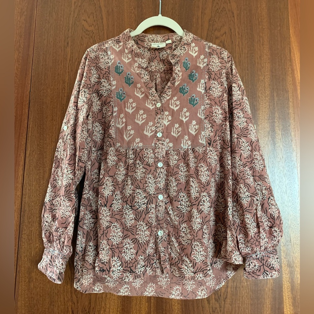Dignity not Charity Embroidered Cactus Floral Button Down Shirt
